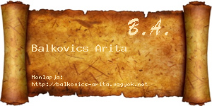Balkovics Arita névjegykártya